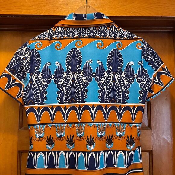 Vintage Blue Orange Collared Zip Dress Women’s US Large - Picture 4 of 5